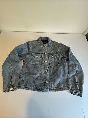 Sincerely Jules Quilted Denim Jacket in Light Blue
